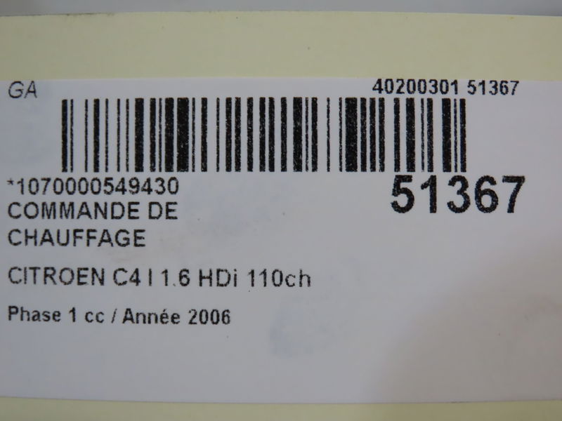 Commande de chauffage Citroën C4 I (LC_) 1.6 hdi (2004-2011)