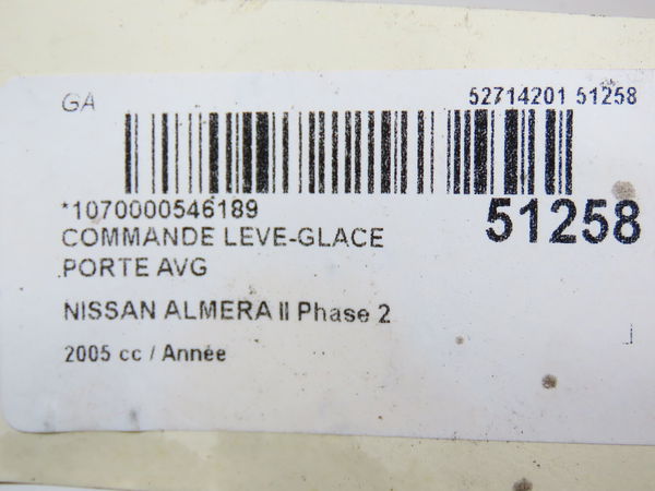 Commande lève-glace porte avant gauche Nissan ALMERA II Hatchback (N16) 1.8 (2000-2002)