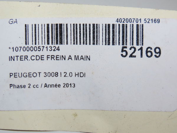 Interrupteur commande de frein a main Peugeot 3008 Monospace (0U_) 2.0 hdi 150 - bluehdi 150 (2009-2016) 5 portes