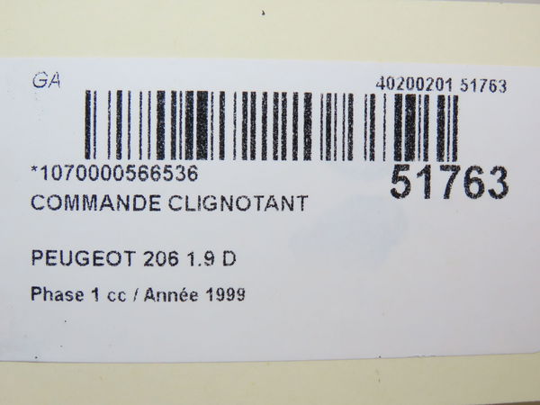 Commande clignotant Peugeot 206 3-5 portes (2A-C) 1.9 d (1998-2001) 5 portes