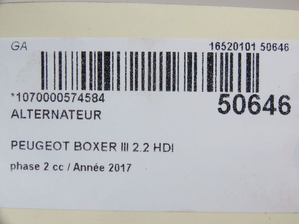 Alternateur Peugeot BOXER Camionnette 2.0 bluehdi 130 (2015-2019)
