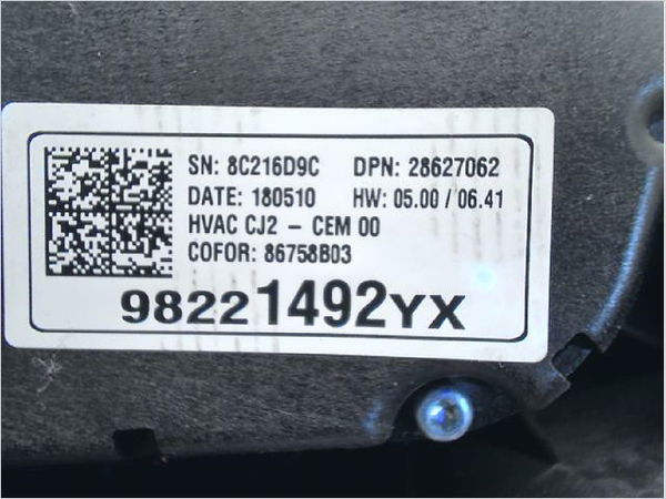 Commande de chauffage Opel CROSSLAND X - CROSSLAND (P17, P2QO) 1.2 (75) (2017)