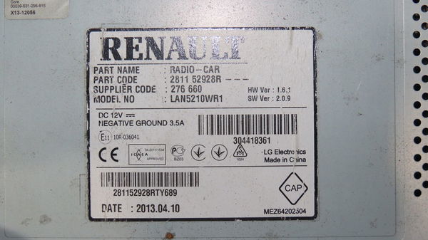 Autoradio Renault CLIO IV (BH_) 1.5 dci 75 (2012) 5 portes