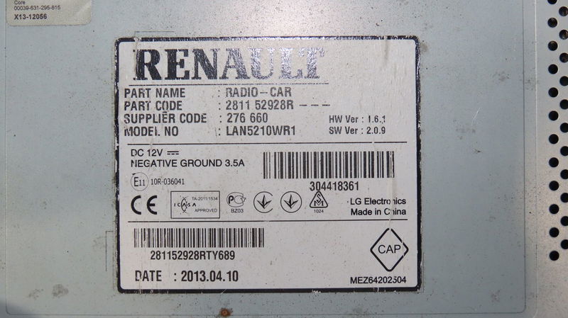 Autoradio Renault CLIO IV (BH_) 1.5 dci 75 (2012) 5 portes
