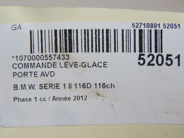 Commande lève-glace porte avant droite Bmw 1 (F20) 116 d (2012-2015)