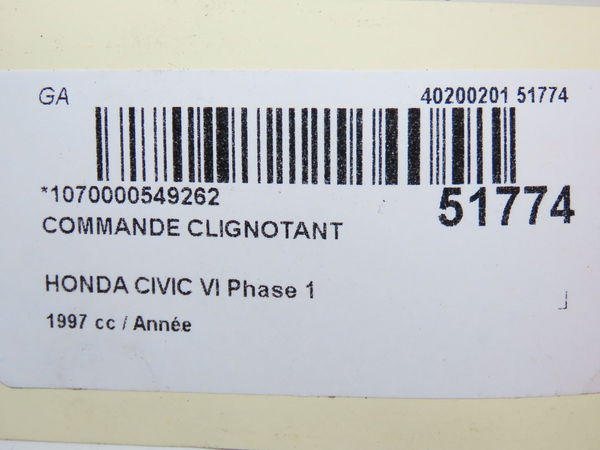 Commande clignotant Honda CIVIC VI Hatchback (EJ, EK) 1.4 i s (ej9) (1995-2001)