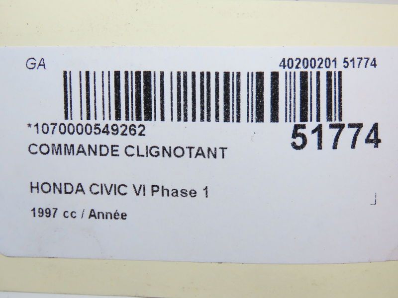 Commande clignotant Honda CIVIC VI Hatchback (EJ, EK) 1.4 i s (ej9) (1995-2001)