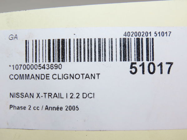 Commande clignotant Nissan X-TRAIL I (T30) 2.2 dci 4x4 (2001-2008) 5 portes