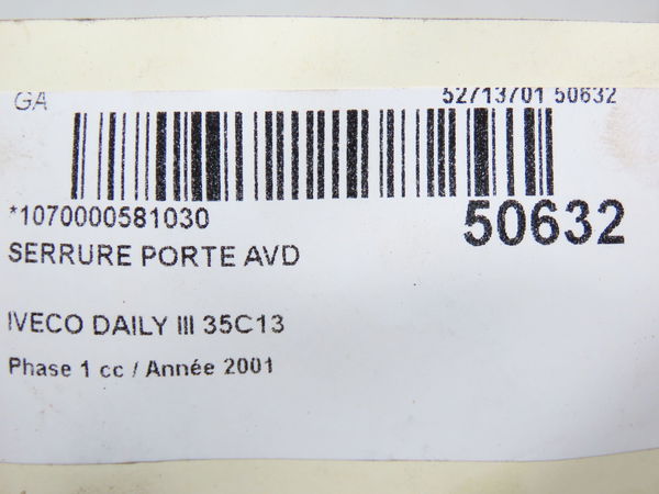 Serrure porte avd Iveco DAILY III Camionnette 35 s 13 v,35 c 13 v (1999-2007)