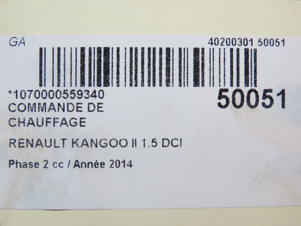 Commande de chauffage Renault KANGOO Express (FW0-1_) 1.5 dci 75 (fw07, fw10, fw04) (2010) 4 portes