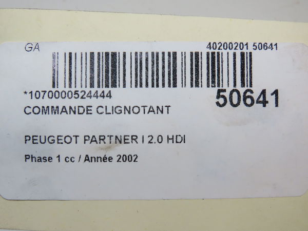 Commande clignotant Peugeot PARTNER Monospace (5_, G_) 2.0 hdi (2000-2008) 3 portes