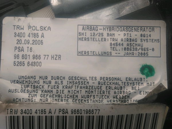 Airbag siege avd Peugeot 307 (3A-C) 1.6 16v (2000-2007) 5 portes