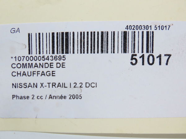Commande de chauffage Nissan X-TRAIL I (T30) 2.2 dci 4x4 (2001-2008) 5 portes