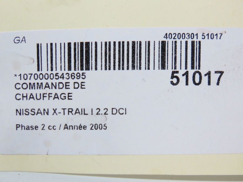 Commande de chauffage Nissan X-TRAIL I (T30) 2.2 dci 4x4 (2001-2008) 5 portes
