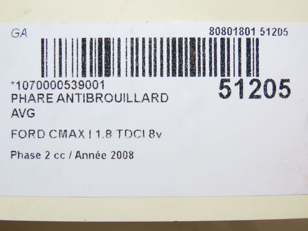 Phare antibrouillard avant gauche Ford C-MAX (DM2) 1.8 tdci (2007-2010) 5 portes