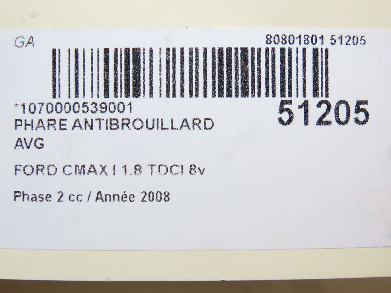 Phare antibrouillard avant gauche Ford C-MAX (DM2) 1.8 tdci (2007-2010) 5 portes