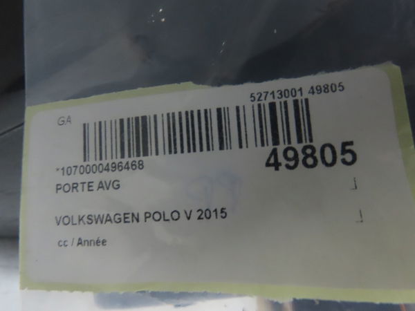 Porte avant gauche Volkswagen POLO V (6R1, 6C1) 1.0 (2014)