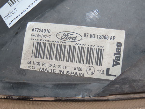 Phare gauche Ford STREET KA (RL2) 1.6 (2003-2005)