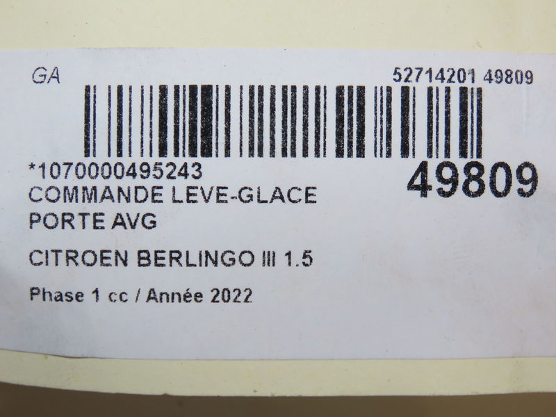 Commande lève-glace porte avant gauche Citroën BERLINGO (ER_, EC_) 1.5 bluehdi 100 (2018)