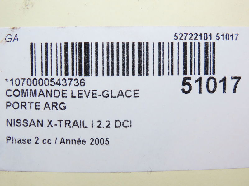 Commande leve-glace porte arrière gauche Nissan X-TRAIL I (T30) 2.2 dci 4x4 (2001-2008) 5 portes