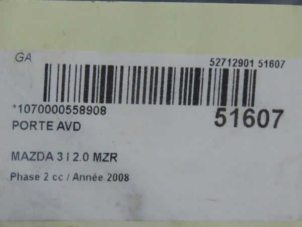 Porte avant droite Mazda 3 (BK) 2.0 (bkep) (2003-2009)