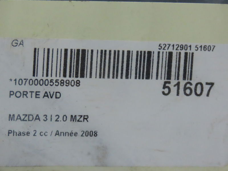 Porte avant droite Mazda 3 (BK) 2.0 (bkep) (2003-2009)