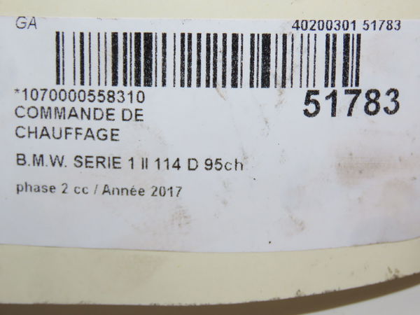 Commande de chauffage Bmw 1 (F20) 114 d (2012-2015)
