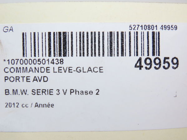 Commande lève-glace porte avant droite Bmw 3 (F30, F80) 335 i (2011-2015)