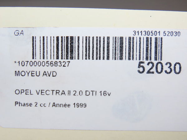 Moyeu avd Opel VECTRA B 3-5 portes (J96) 2.0 dti 16v (f68) (1997-2003)