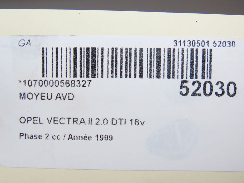 Moyeu avd Opel VECTRA B 3-5 portes (J96) 2.0 dti 16v (f68) (1997-2003)