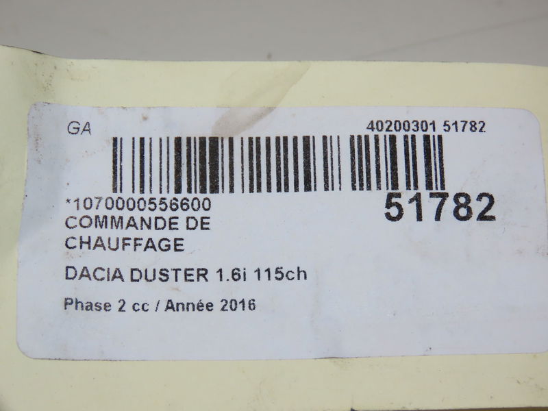 Commande de chauffage Dacia DUSTER (HS_) 1.6 sce 115 (2015-2018)