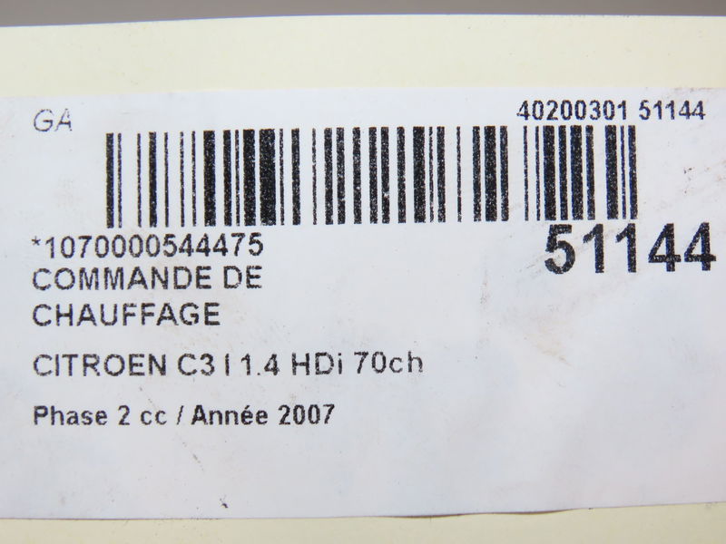 Commande de chauffage Citroën C3 I (FC_, FN_) 1.4 hdi (2003-2011) 5 portes
