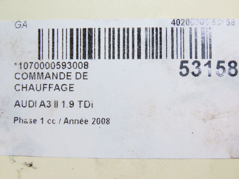 Commande de chauffage Audi A3 (8P1) 1.9 tdi (2003-2010) 3 portes