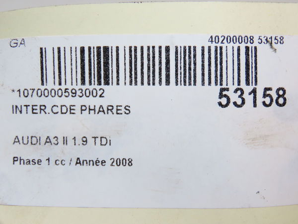 Interrupteur commande de phares Audi A3 (8P1) 1.9 tdi (2003-2010) 3 portes
