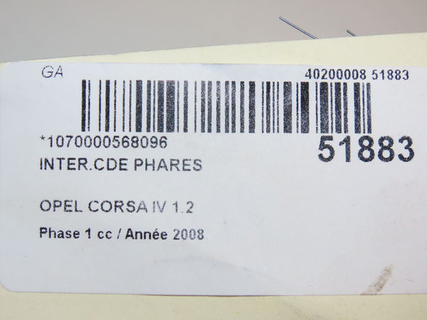 Interrupteur commande de phares Opel CORSA D (S07) 1.2 (l08, l68) (2006-2014) 5 portes