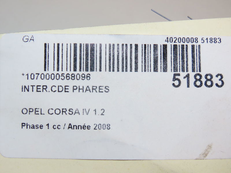 Interrupteur commande de phares Opel CORSA D (S07) 1.2 (l08, l68) (2006-2014) 5 portes