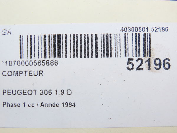 Compteur Peugeot 306 3-5 portes (7A, 7C, N3, N5) 1.9 d (1994-2001)