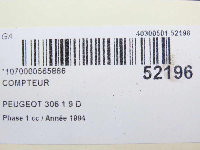 Compteur Peugeot 306 3-5 portes (7A, 7C, N3, N5) 1.9 d (1994-2001)