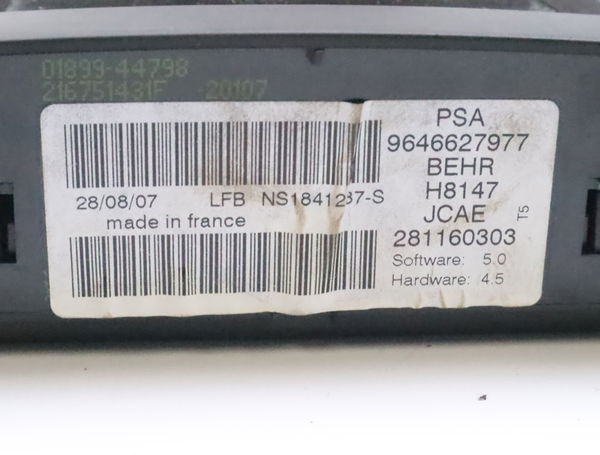 Commande de chauffage Peugeot 307 (3A-C) 1.6 hdi (2005-2009) 5 portes