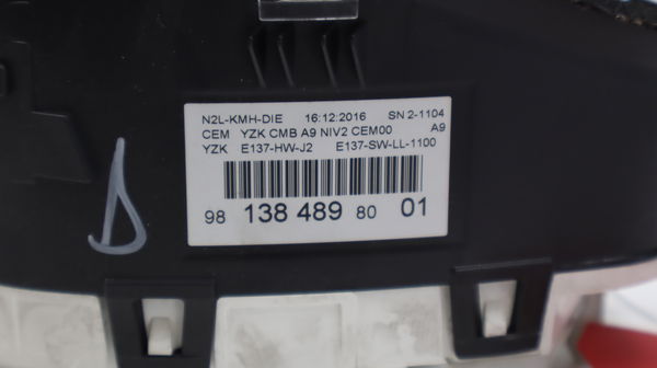 Bloc compteurs Peugeot 208 I (CA_, CC_) 1.6 hdi - bluehdi 75 (2013) 5 portes