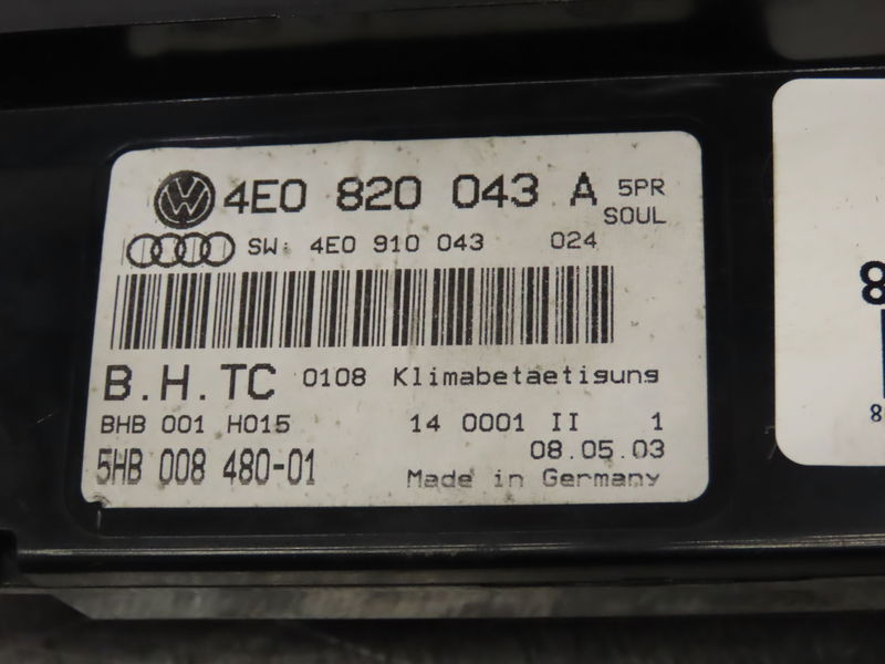 Commande de chauffage AUDI A8