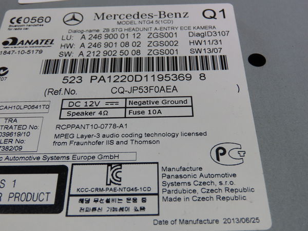 Autoradio Mercedes-benz CLASSE A (W176) A 200 cdi (176.001) (2012-2014)