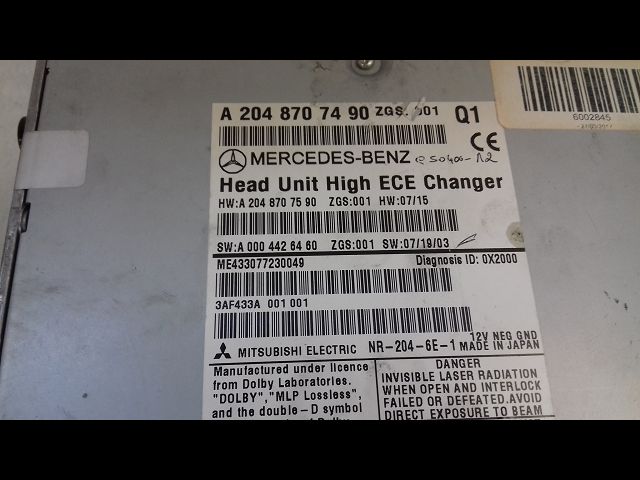 Autoradio Mercedes-benz CLASSE C (W204) C 220 cdi (204.008) (2007-2008) 4 portes