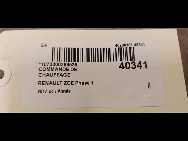 Commande de chauffage Renault ZOE (BFM_) Zoe (2012) 5 portes