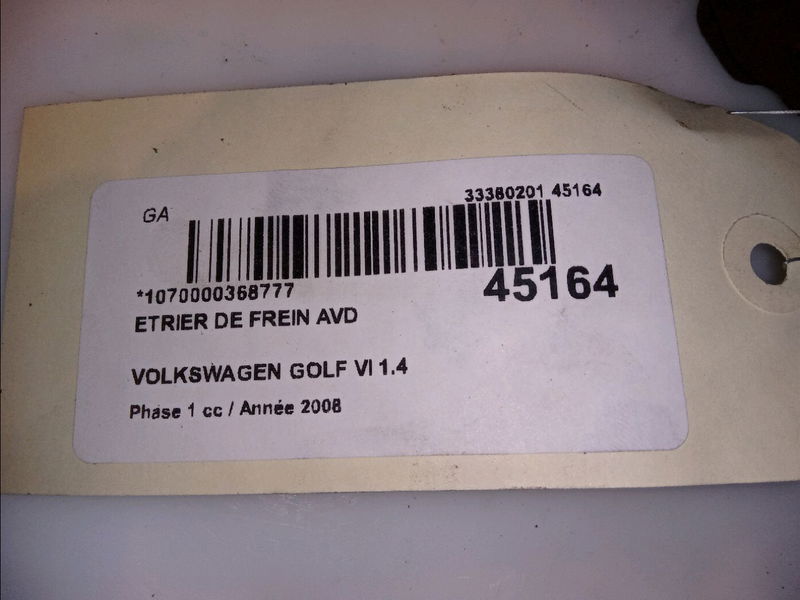 Etrier de frein avant droit Volkswagen GOLF VI (5K1) 1.4 tsi (2008-2012) 5 portes