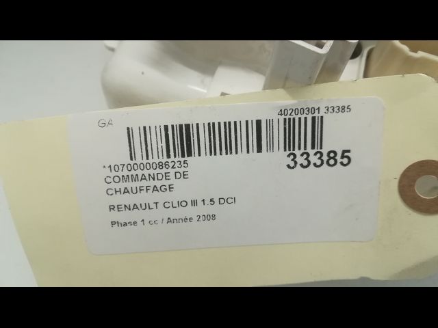 Commande de chauffage RENAULT CLIO III  1.5 DCI 70ch