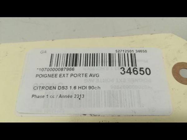 Poignee ext porte avg Citroën DS3 Décapotable 1.6 hdi 90 (2013-2015)