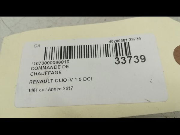 Commande de chauffage Renault CLIO IV (BH_) 1.5 dci 90 (2012) 5 portes
