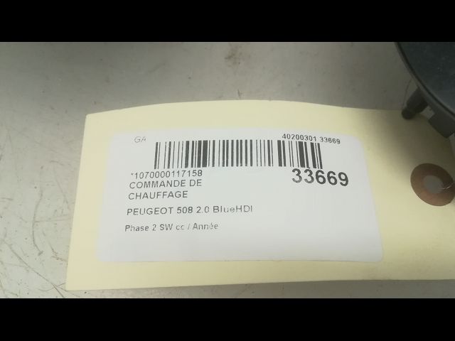 Commande de chauffage Peugeot 508 SW I (8E_) 2.0 bluehdi 180 (2014-2018)