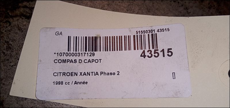 Compas d capot Citroën XANTIA (X1_, X2_) 2.1 turbo d 12v (1995-1999)